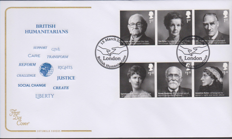 2016 - British Humanitarians Cotswold First Day Cover - London Postmark